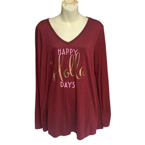 Maurice’s reddish purple long sleeve size large holiday shirt pink/gold